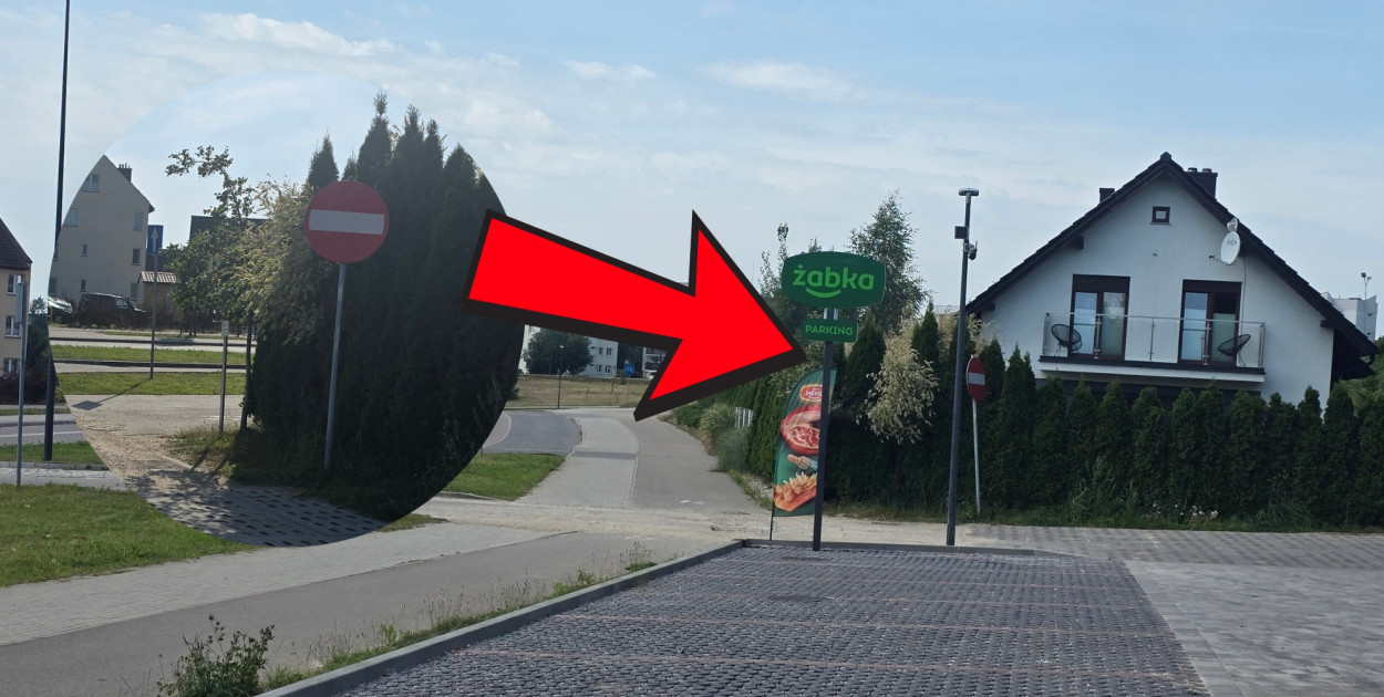 Według rodziców, usunięcie tego znaku zakazu zwiększy zagrożenie na prostopadłej ścieżce pieszo-rowerowej