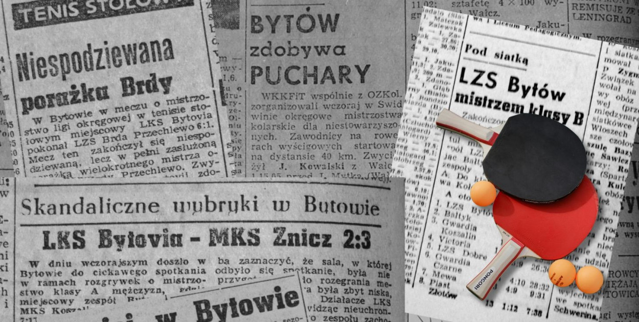 Z archiwum Bogdana Adamczyka pochodzą wycinki ze starych gazet informujące o osiągnięciach klubów grających w tenisa stołowego