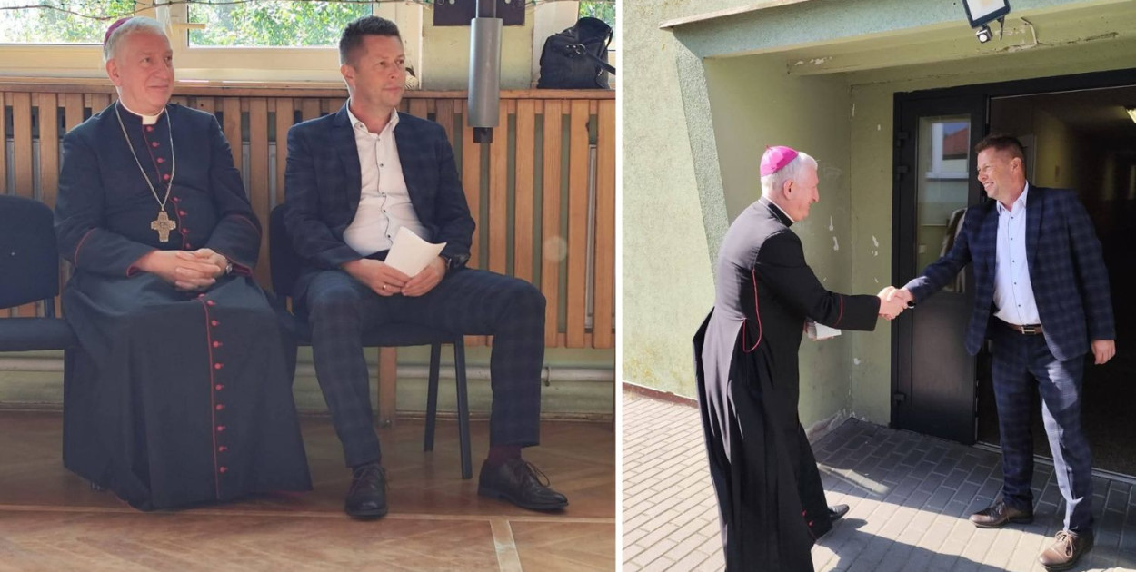 Biskup Kasyna i dyrektor Ścigała. FOT. ZS BORZYTUCHOM