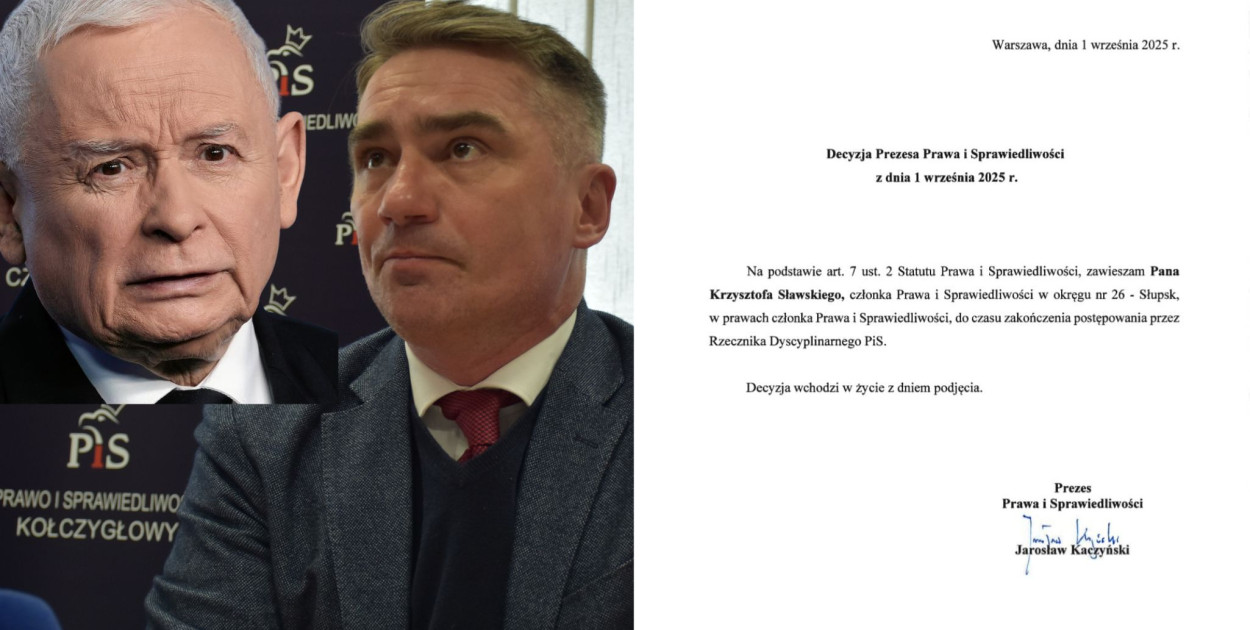 Radny Krzysztof Sławski został zawieszony w prawach członka PiS przez prezesa partii Jarosława Kaczyńskiego