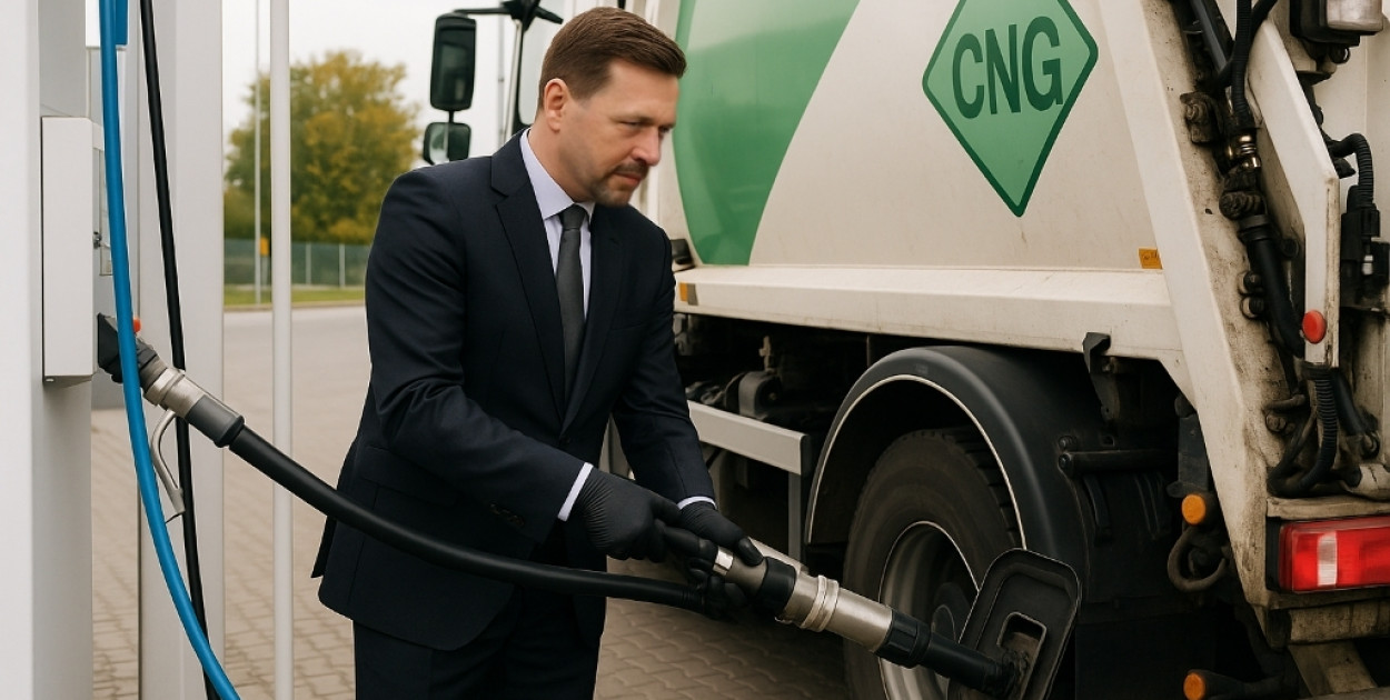 Marcin Rychter - dyrektor bytowskich Wodociągów - stawia na zasilanie śmieciarek gazem CNG