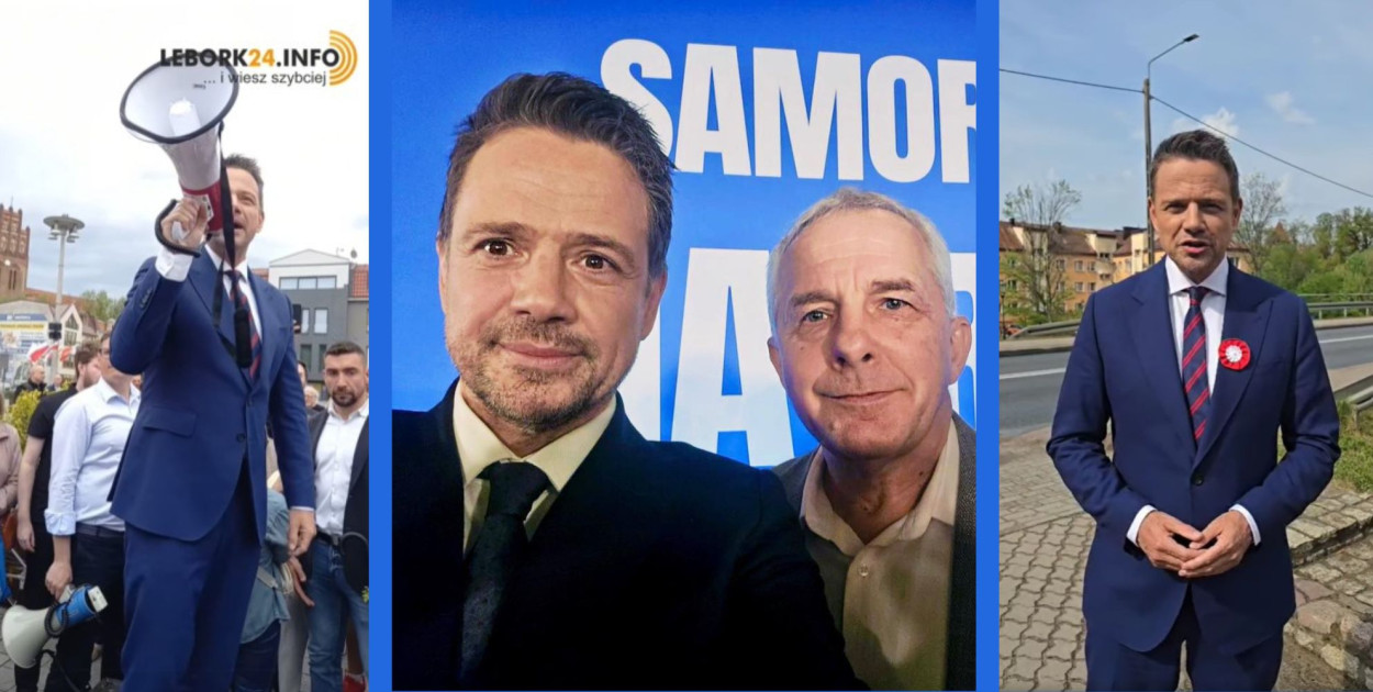Rafał Trzaskowski 2 maja spotkał się z mieszkańcami Lęborka, Słupska i Kościerzyny. W Bytowie nagrał krótką rolkę, stojąc na ulicy. FOT. Lebork24.info