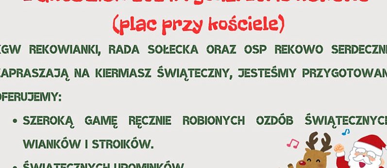 Kiermasz świąteczny charytatywny w Rekowie