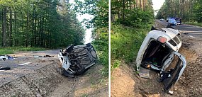 Pijany kierowca dachował między Jasieniem a Soszycą