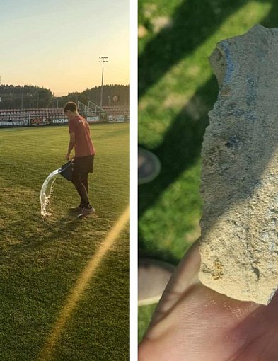 SKANDAL na boisku w Bytowie. Domżalski wypiaskował murawę… KAMIENIAMI-20921