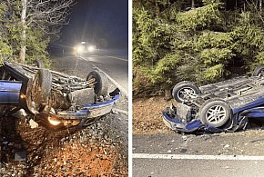 Dramatyczny manewr wyprzedzania na krajowej 20. BMW uderzyło w ciężarówkę