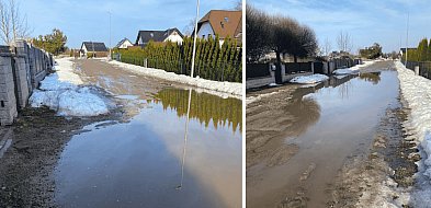 Niebezpieczna kałuża w Rzepnicy. Auta pod furtkami, skrzynka z prądem w wodzie