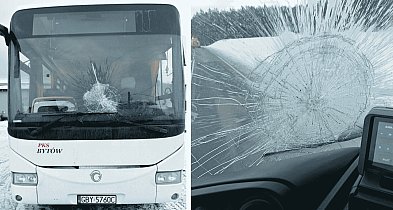 Zamarznięty jogurt JAK POCISK! Zuchwały ATAK WANDALA na autobus PKS Bytów