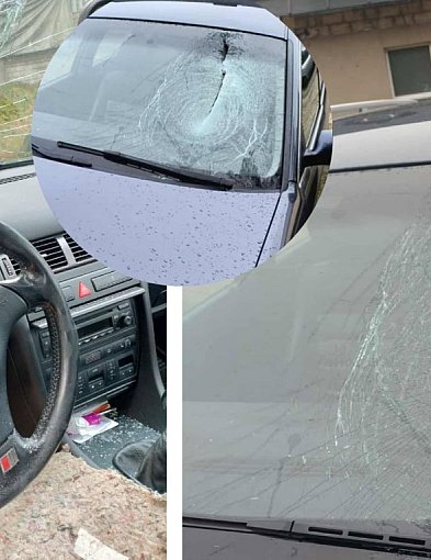 MOKRZYN. Tafla lodu spadła z ciężarówki i rozbiła szybę. Nikt nie pomógł-21981