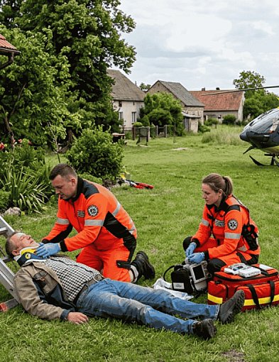 Spadł z drabiny. Na miejscu lądował śmigłowiec LPR