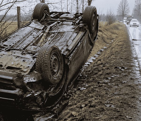 Dachowanie skorodowanej Toyoty. W czasie jazdy URWAŁ SIĘ element zawieszenia