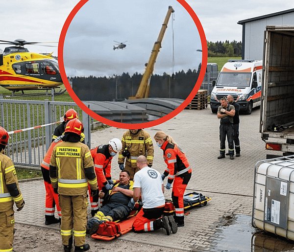 1000-litrowy zbiornik przygniótł dostawcę w Przyborzycach