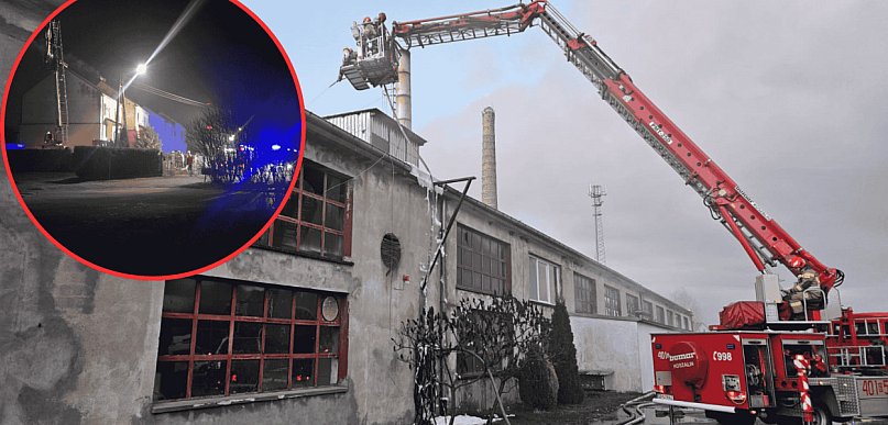 Pożar w tartaku w Kołczygłowach. Ogień objął halę, straty to nawet 200 tys. zł