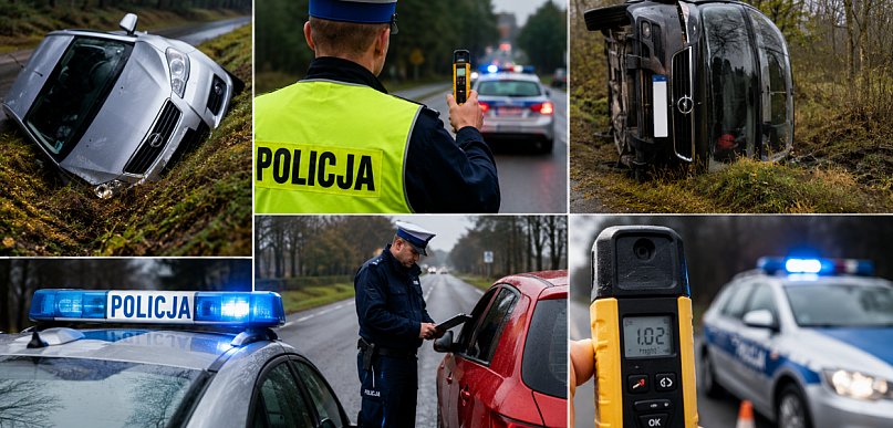 Auta lądowały w rowach, nietrzeźwi jechali dalej. Policyjny bilans