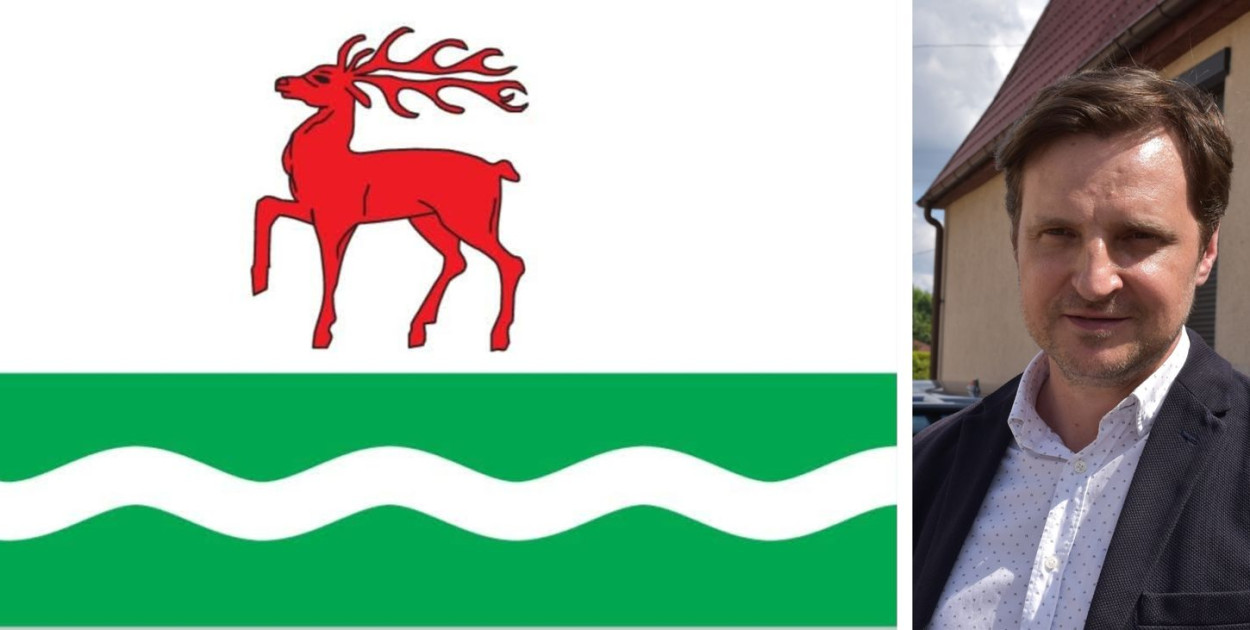 Wójt Artur Kalinowski jest dumny z zatwierdzenia pierwszej w historii flagi gminy Kołczygłowy