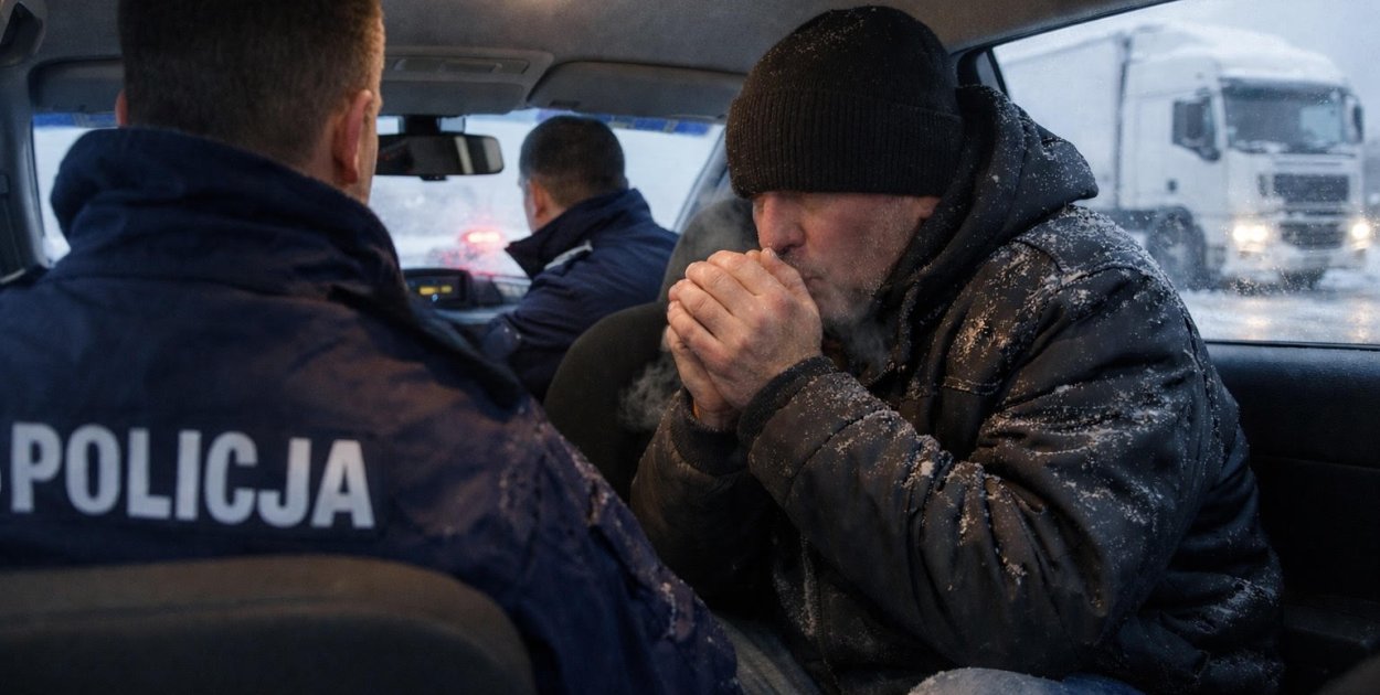 Niemal ZAMARZŁ w ciężarówce. Interweniowali bytowscy policjanci