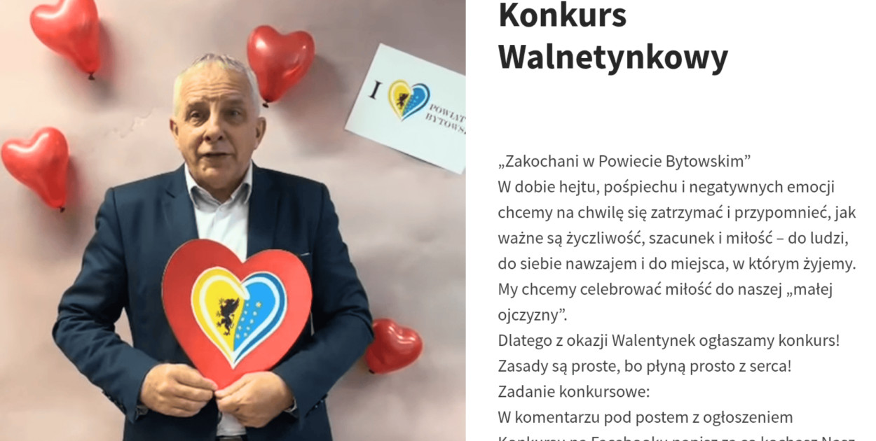 MIŁOŚĆ w czasach literówek. Starosta ogłasza konkurs “Walnetynkowy”