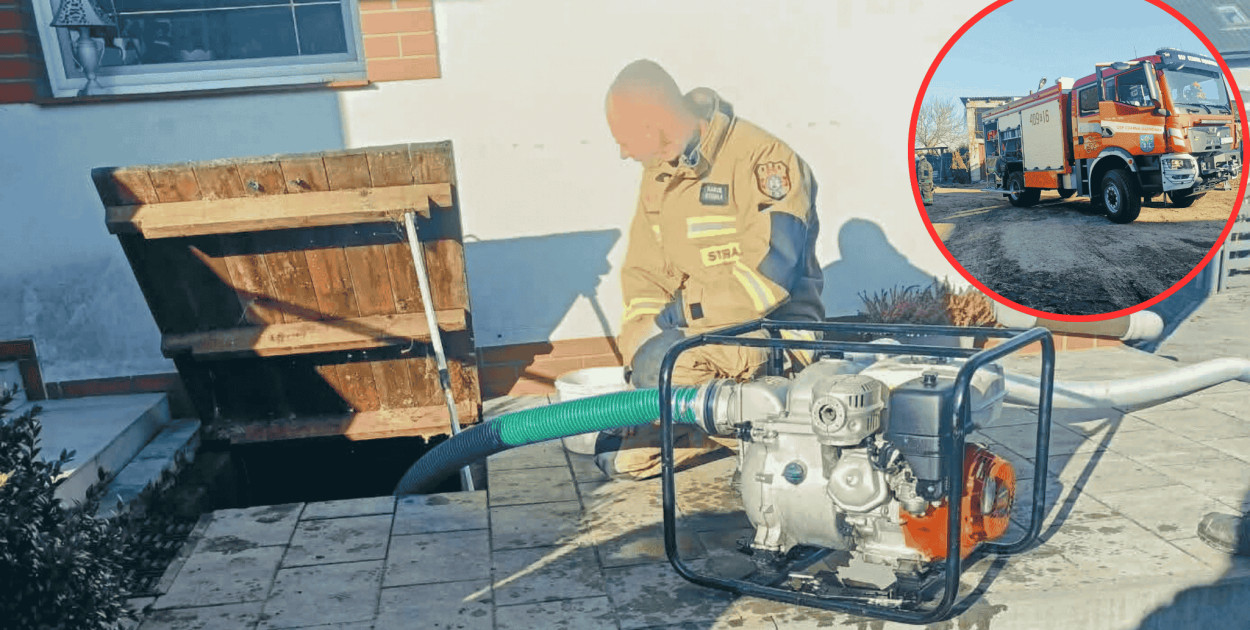 Piwnica jak AKWARIUM, zalana pod sufit. Strażacy interweniowali w Kozach