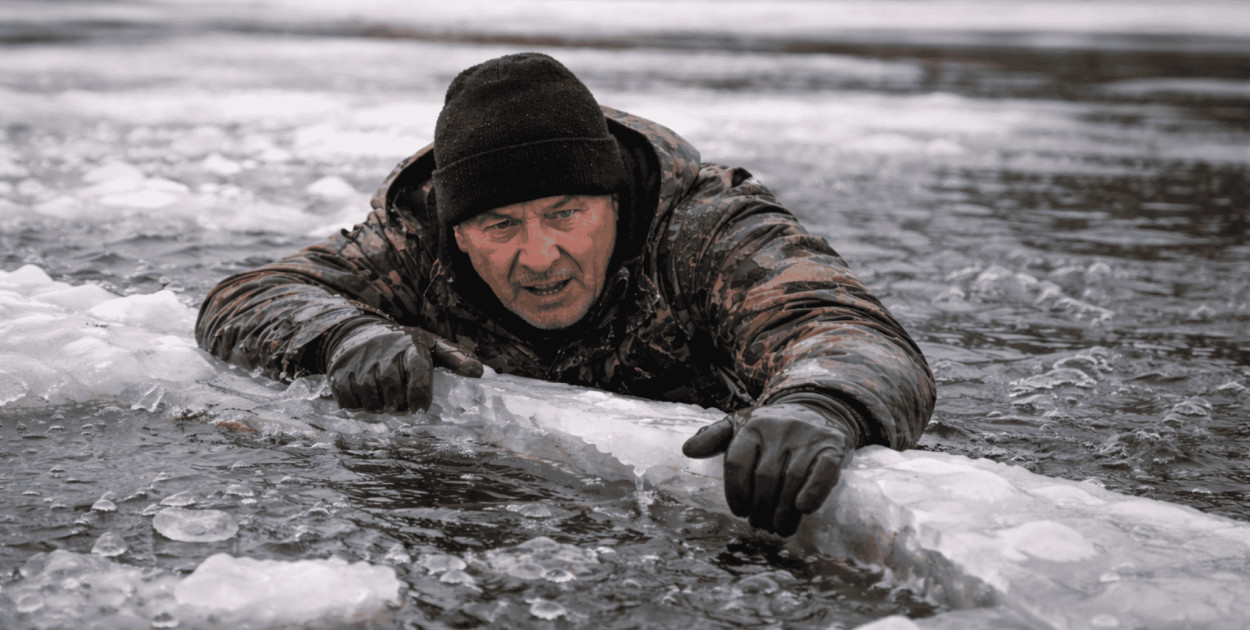 Lód załamał się pod wędkarzem. 66-latek wpadł do jeziora w Studzienicach