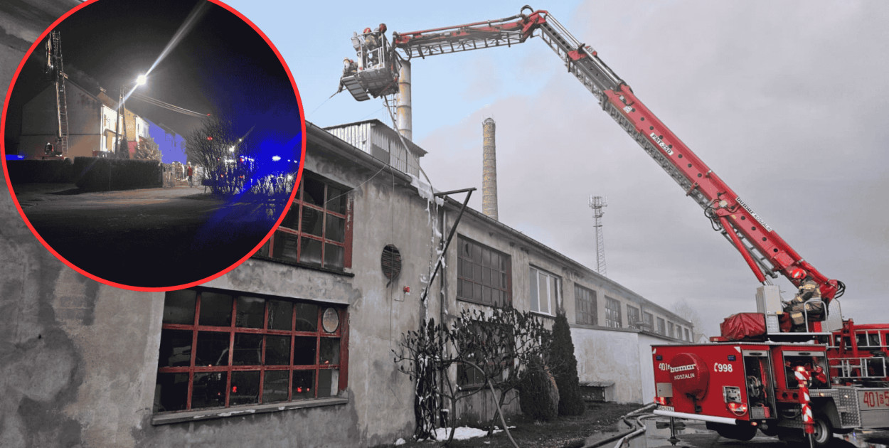 Pożar w tartaku w Kołczygłowach. Ogień objął halę, straty to nawet 200 tys. zł