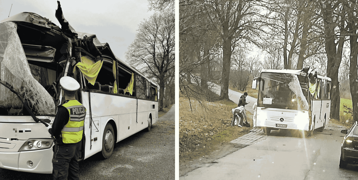 Śmieciarka przy wypadku. Pracownicy Elwoz Eco RATOWALI kierowcę autobusu