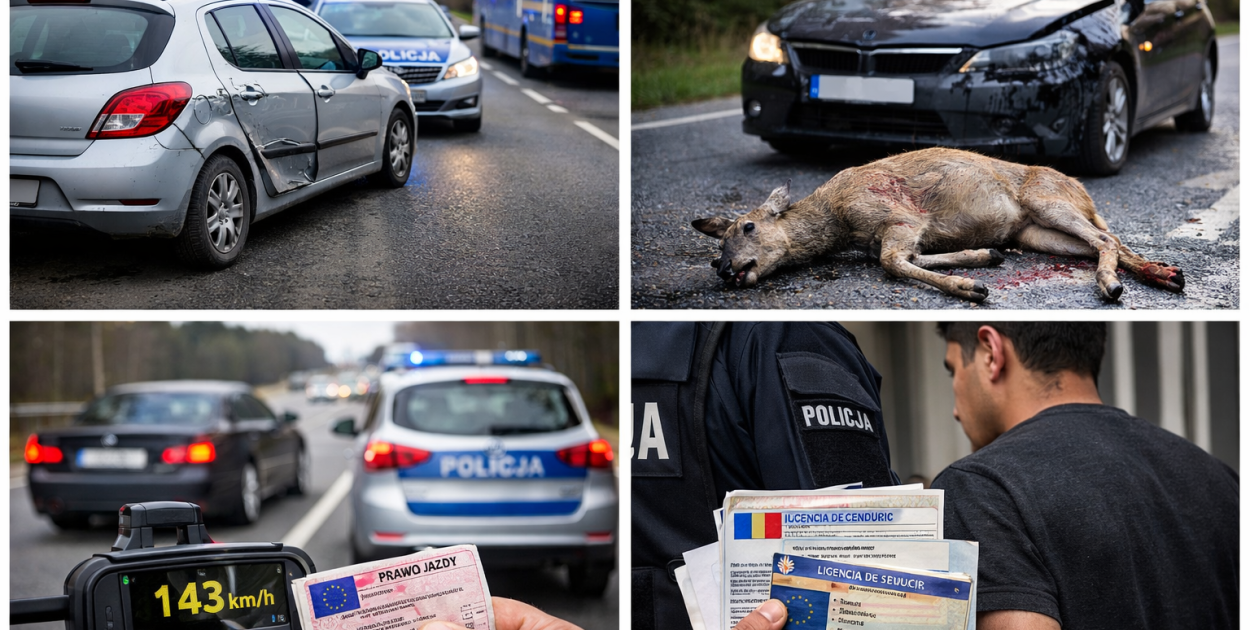 KRONIKA POLICYJNA. Kolizje, sarna na drodze i kierowca bez uprawnień